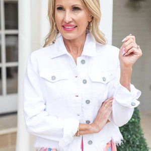 Distressed White denim Jacket